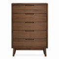 Cassettiera 5 cassetti 80 x 40 x 100 cm in legno effetto noce con struttura in MDF e gambe inclinate