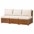 divano da esterno a 3 posti in legno massello di acacia con cuscini in poliestere beige 210 cm x 70 cm x 75 cm