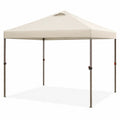 Gazebo da giardino pieghevole in acciaio con copertura in poliestere impermeabile beige 300 x 300 x 270 cm