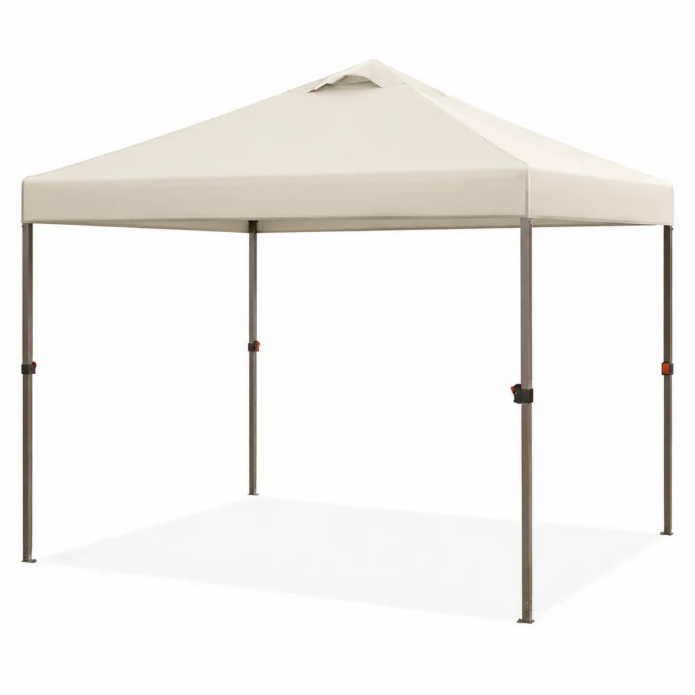 Gazebo da giardino pieghevole in acciaio con copertura in poliestere impermeabile beige 300 x 300 x 270 cm