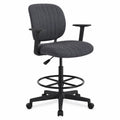 Sedia da ufficio girevole 70 cm x 70 cm x 115 cm tessuto grigio scuro con poggiapiedi ad anello base nera con ruote e braccioli
