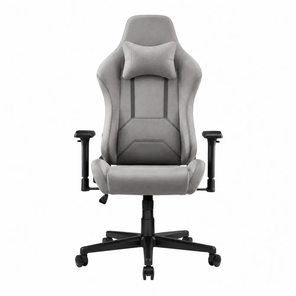 Sedia da ufficio gaming girevole regolabile in altezza con schienale alto rivestimento in tessuto poliestere grigio base in nylon nero 70 x 70 x 120-130 cm
