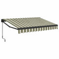tenda da sole a bracci estensibili per esterno in alluminio verniciato nero con telo in poliestere a strisce verde e bianco 300 cm x 250 cm