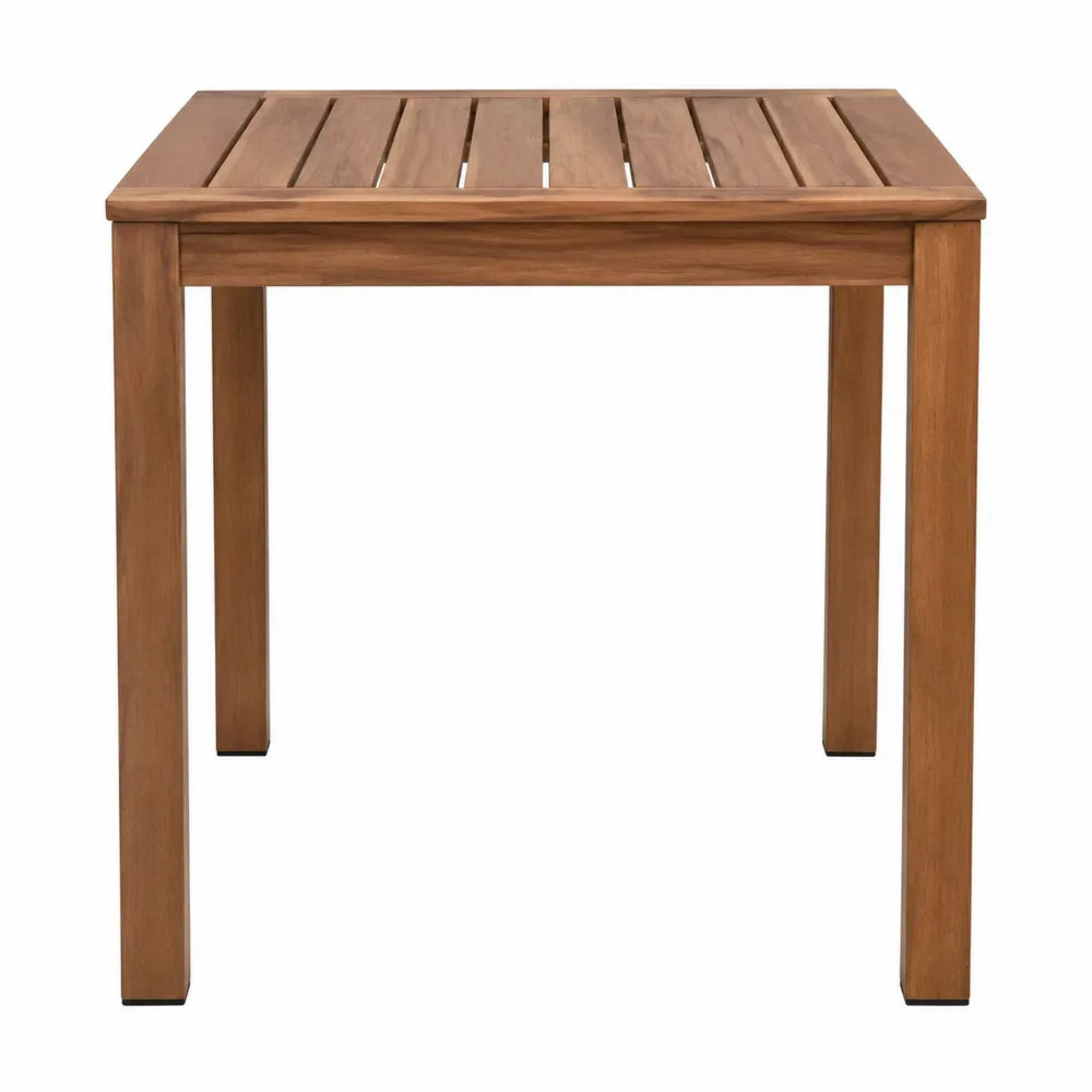 Tavolo da pranzo da esterno quadrato 90 cm x 90 cm x 75 cm circa in legno massello di acacia con piano a doghe colore marrone naturale