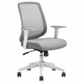 Sedia da ufficio girevole regolabile in altezza con schienale in rete poliestere grigio braccioli fissi base in nylon bianco 60 x 60 x 110-120 cm